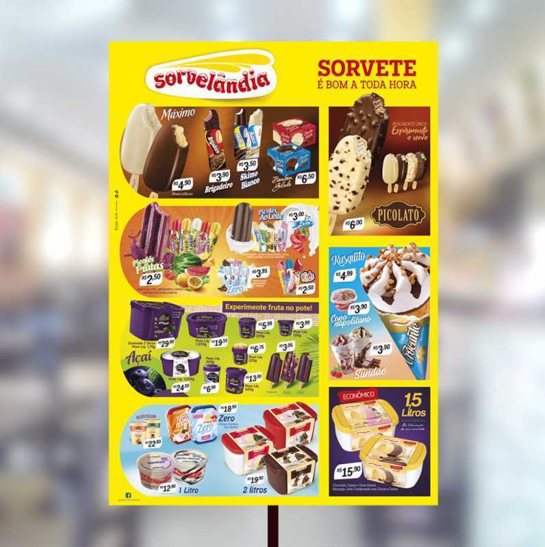 Gráfica Tabela para Sorveteria Contato Ilhota - Cartaz Sorvete Ponto de Venda